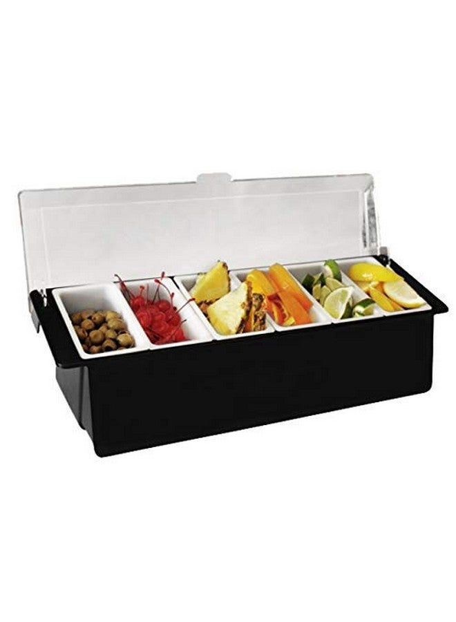 Andrew James 6 Grid Pattern Seasoning Condiment Salt Spice Rack Jar Storage Box Container, Abs+Polypropylene - Black | Commercial for Industrial Use - Image 1