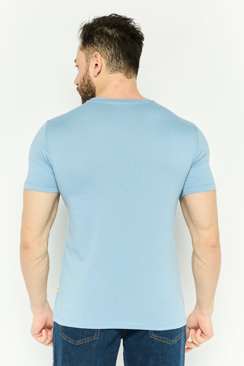 Gazzarrini تي شيرت رجالي بأكمام قصيرة وياقة دائرية، مجموعة زرقاء - Image 4