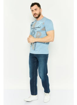 Gazzarrini Men Crew Neck Short Sleeve Graphic T Shirt, Blue Combo  - Image 2