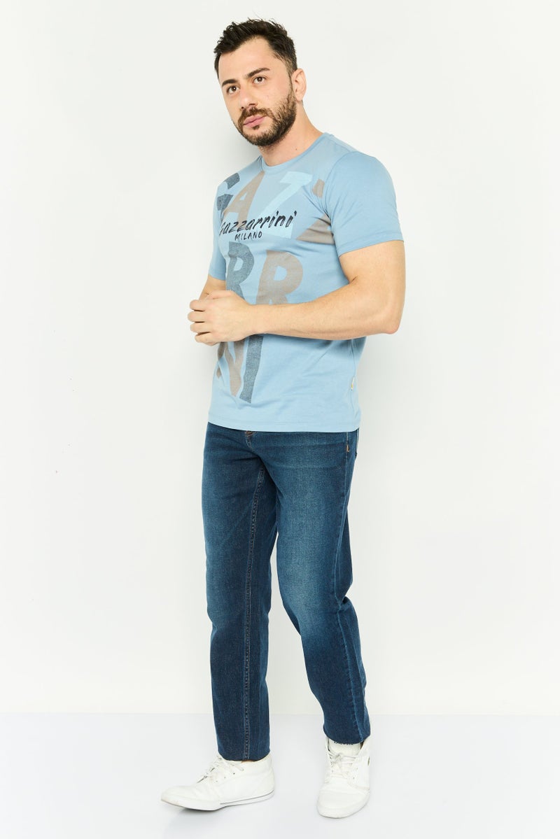 Gazzarrini تي شيرت رجالي بأكمام قصيرة وياقة دائرية، مجموعة زرقاء - Image 2