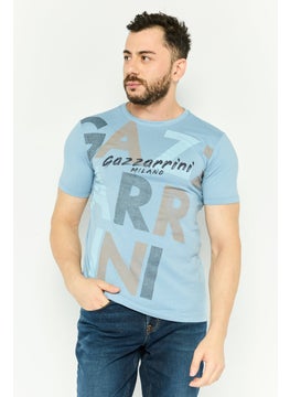 Gazzarrini Men Crew Neck Short Sleeve Graphic T Shirt, Blue Combo  - Image 1