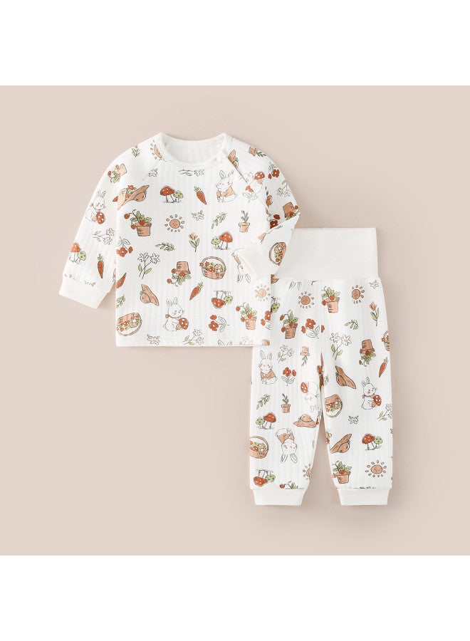 Doxiluka baby Warm Underwear Set - Thickened Cotton-padded Separates In Cute Cartoon Prints For Autumn/winter - Image 2