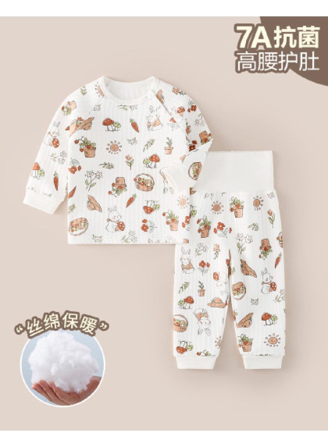 Doxiluka baby Warm Underwear Set - Thickened Cotton-padded Separates In Cute Cartoon Prints For Autumn/winter - Image 1