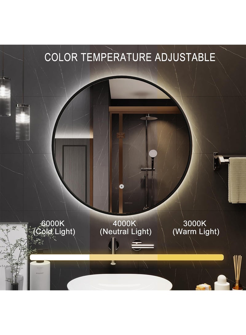 Taimi Wall Mirror 100cm with Backlit LED lighting and Black Metal Frame, Modern Design Wall Mounted Makeup Mirror, Mirror for Bathroom, Bedroom, Dressing Room, Entryway - Image 5