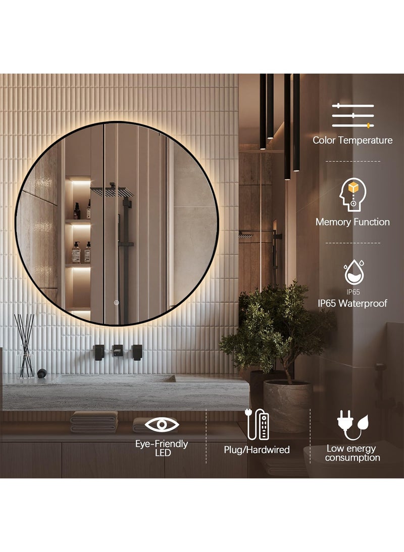 Taimi Wall Mirror 100cm with Backlit LED lighting and Black Metal Frame, Modern Design Wall Mounted Makeup Mirror, Mirror for Bathroom, Bedroom, Dressing Room, Entryway - Image 4