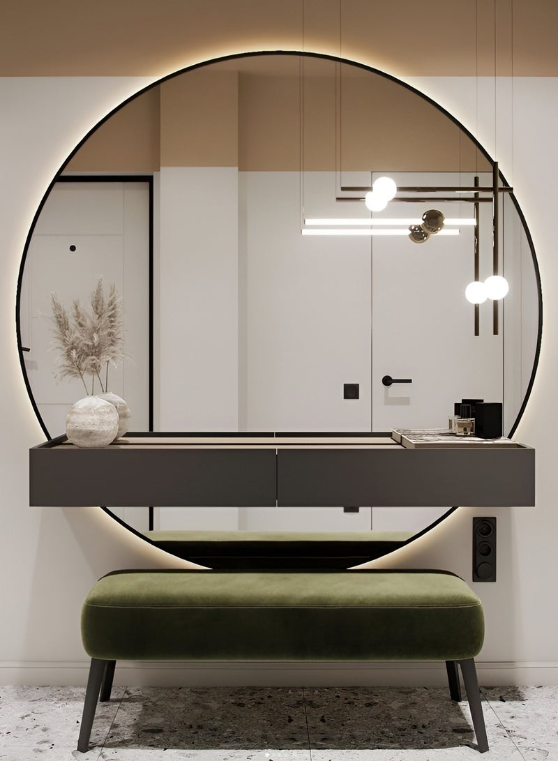 Taimi Wall Mirror 100cm with Backlit LED lighting and Black Metal Frame, Modern Design Wall Mounted Makeup Mirror, Mirror for Bathroom, Bedroom, Dressing Room, Entryway - Image 2