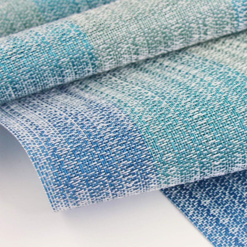 pigchcy Placemats Set of 6 and Table Runner,Heat Resistant Vinyl Woven Washable Table mats Sets (6 Placemats+1 Table Runner, Coastal Blue) - Image 3