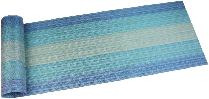 pigchcy Placemats Set of 6 and Table Runner,Heat Resistant Vinyl Woven Washable Table mats Sets (6 Placemats+1 Table Runner, Coastal Blue) - Image 4