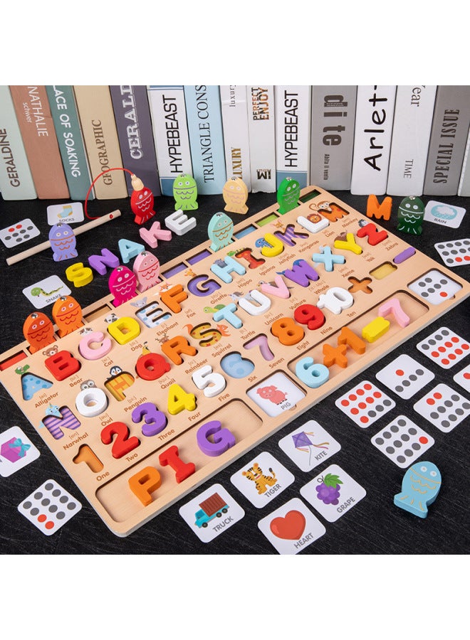 لوحة خشبية لوغاريتمية للصيد المغناطيسي، عملية الكلمات التهجئة الخشبية P.73، لعبة مطابقة الحروف المعرفية الرقمية للأطفال - اللون: لوحة سجل الكلمات - Image 1