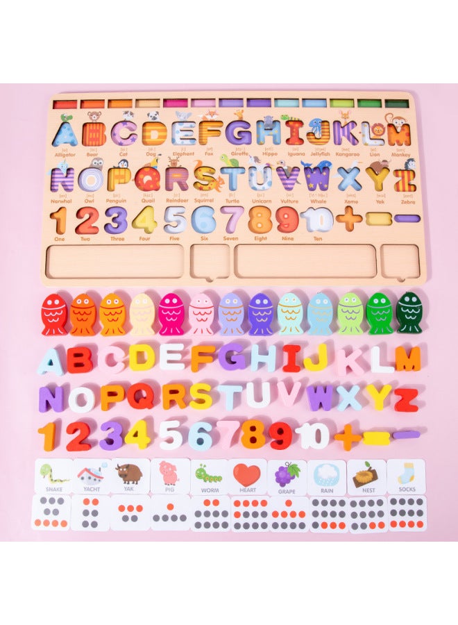 لوحة خشبية لوغاريتمية للصيد المغناطيسي، عملية الكلمات التهجئة الخشبية P.73، لعبة مطابقة الحروف المعرفية الرقمية للأطفال - اللون: لوحة سجل الكلمات - Image 5