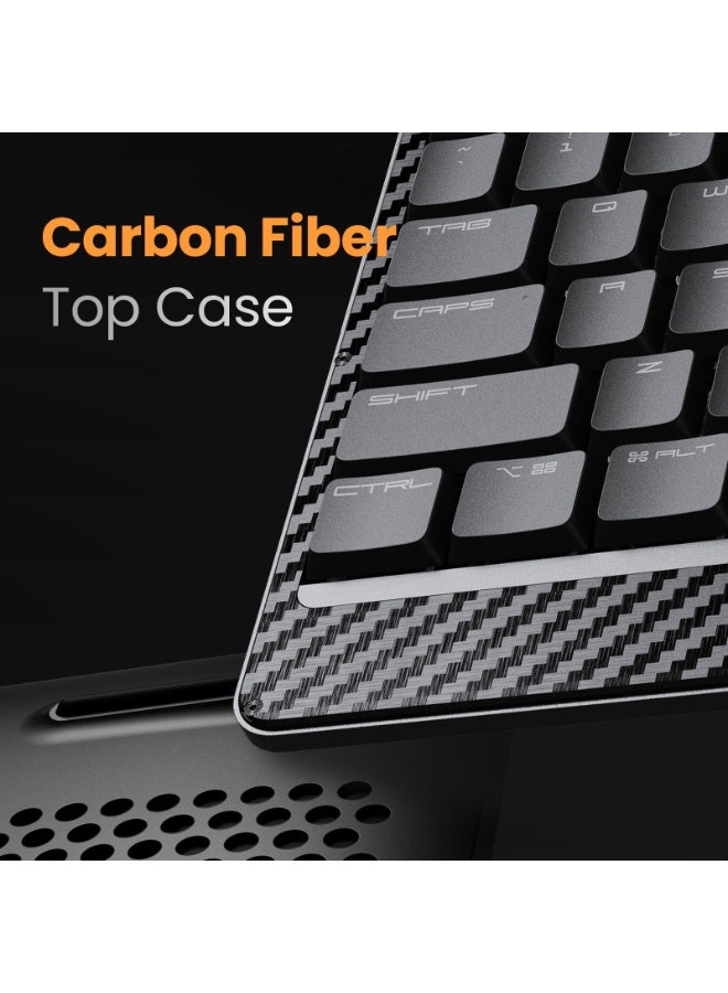 LOFREE Edge Low Profile Mechanical Keyboard, 75% Rechargeable Bluetooth and Wired Connection for Window, Mac OS/POM Switches 2.0, Carbon Fiber Top Case, Mg Alloy Bottom Case (Volcano Grey) - Image 2