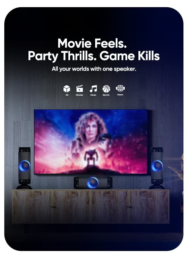 Faster E50 3.1 Channel Speaker System 70W Subwoofer + 64GB USB 3.1 Flash Drive Bundle – Hi-Fi Home Stereo with Bluetooth 5.4, Remote Control, USB, AUX, SD, FM – Deep Bass Multimedia Theater System & Super-Fast Metal Pendrive for TV, PC, and Laptop - Image 4