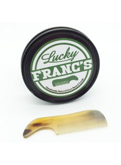 Lucky Franc's Lucky Franc's Handmade Ox Horn Fine Tooth Comb for Men's Beards and Mustaches - Static-Free, Pocket Size, Metal Tin Gift 