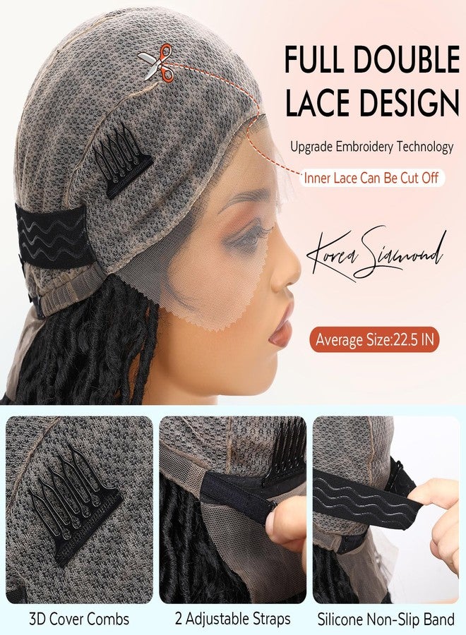ويجني باروكة شعر مضفرة بوهو من WIGNEE، مع دانتيل أمامي مزدوج، وشعر مستعار مضفر من Goddess Faux Locs، مُنتَفّى مسبقًا بتطريز شعر الطفل، وشعر مستعار مضفر بدون عقد مربعة للنساء ذوات البشرة السمراء - Image 4