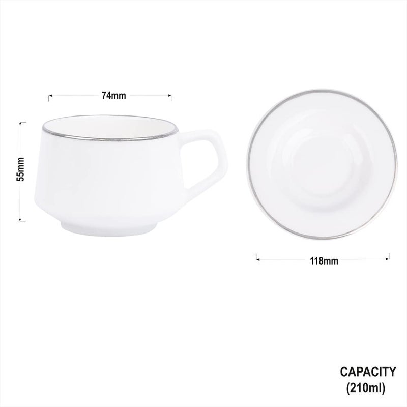 Dandy lines England by DATA Dandy Lines SANA Cups and Saucers with Pure Platinum Line 50030 Pack of 12 - Image 4