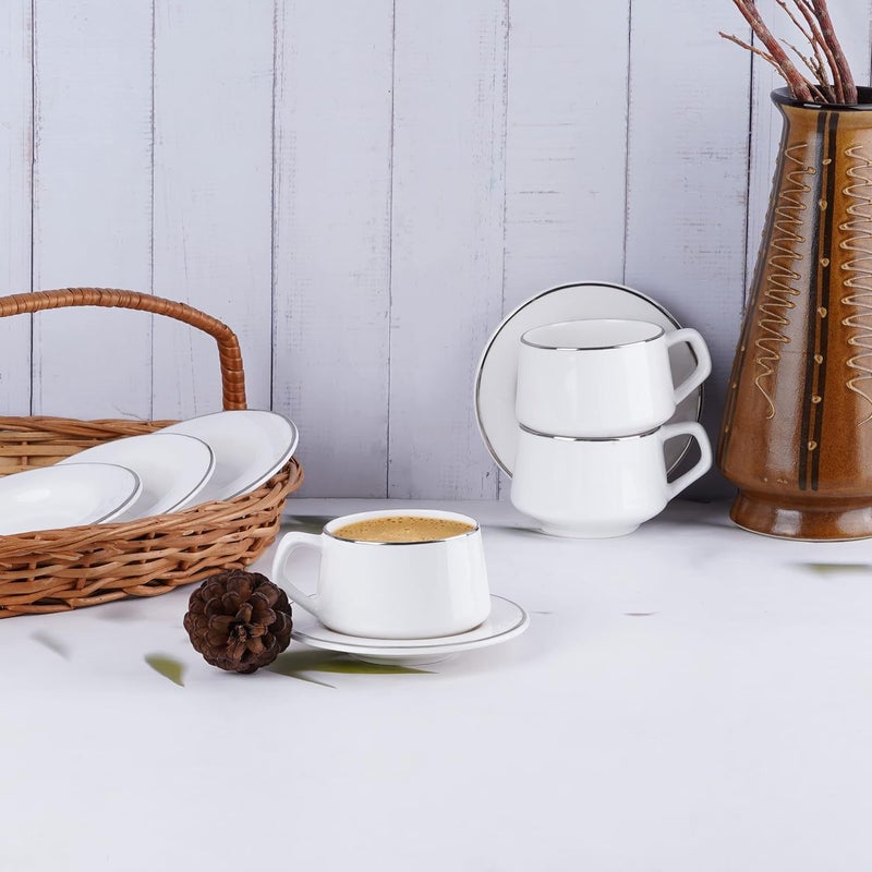 Dandy lines England by DATA Dandy Lines SANA Cups and Saucers with Pure Platinum Line 50030 Pack of 12 - Image 1
