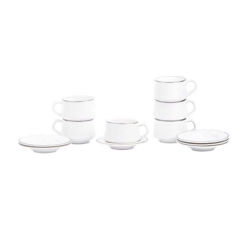 Dandy lines England by DATA Dandy Lines SANA Cups and Saucers with Pure Platinum Line 50030 Pack of 12 - Image 2