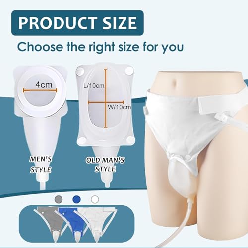 PiyuBind Wearable Urine Collector with Silicone Urine Pouch | Breathable Fixing Pants & Urinary Drainage Bags (2000ml & 1000ml) | Long-Term Use | Ideal for Elderly Men | Blue - Image 3