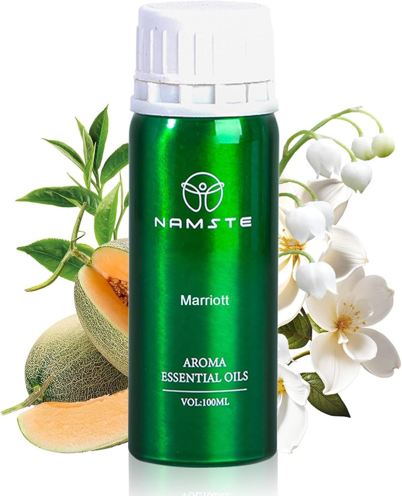 NAMSTE زيت عطري أساسي من مجموعة فندقية، 100 مل زيت ناشر فندق ماريوت، زيت عطري مستوحى من الفنادق الفاخرة، مزيج من زنبق الوادي والعطر الزهري والبطيخ للاسترخاء والنوم - Image 1
