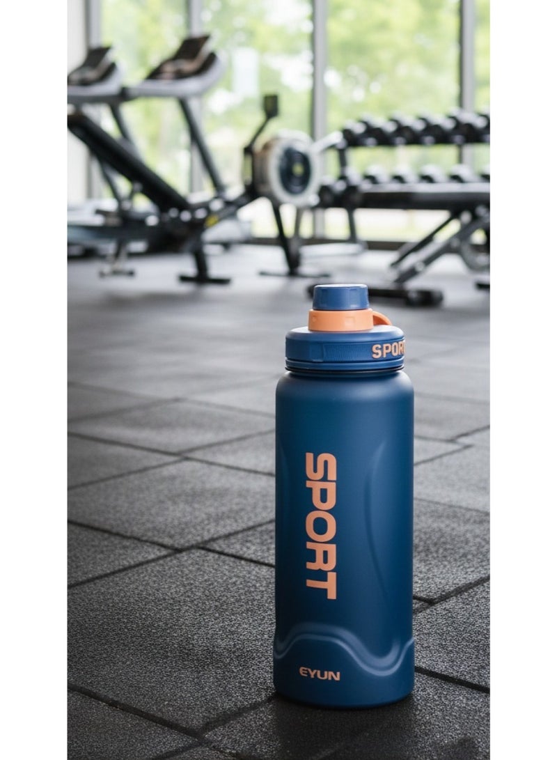 EYUN Water Bottle 1000ML Large Capacity Drinking Bottle with Flip Lid and Carry Handle-Blue - Image 3