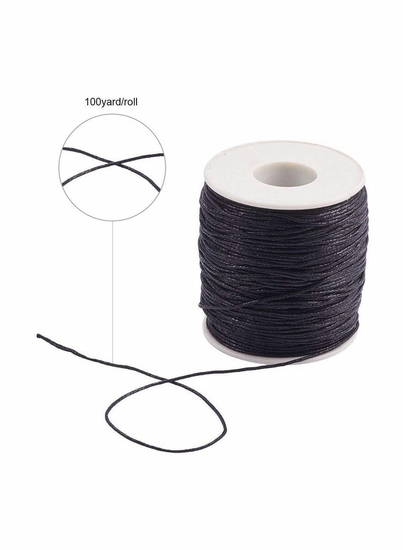 سيوسي 1 لفة 1 مللي متر 100 ياردة خيط قطن مشمع خيط مطرز بالخرز لصنع المجوهرات مطرز بالخرز مكرميه 1 مللي متر - 100 ياردة أسود - Image 5