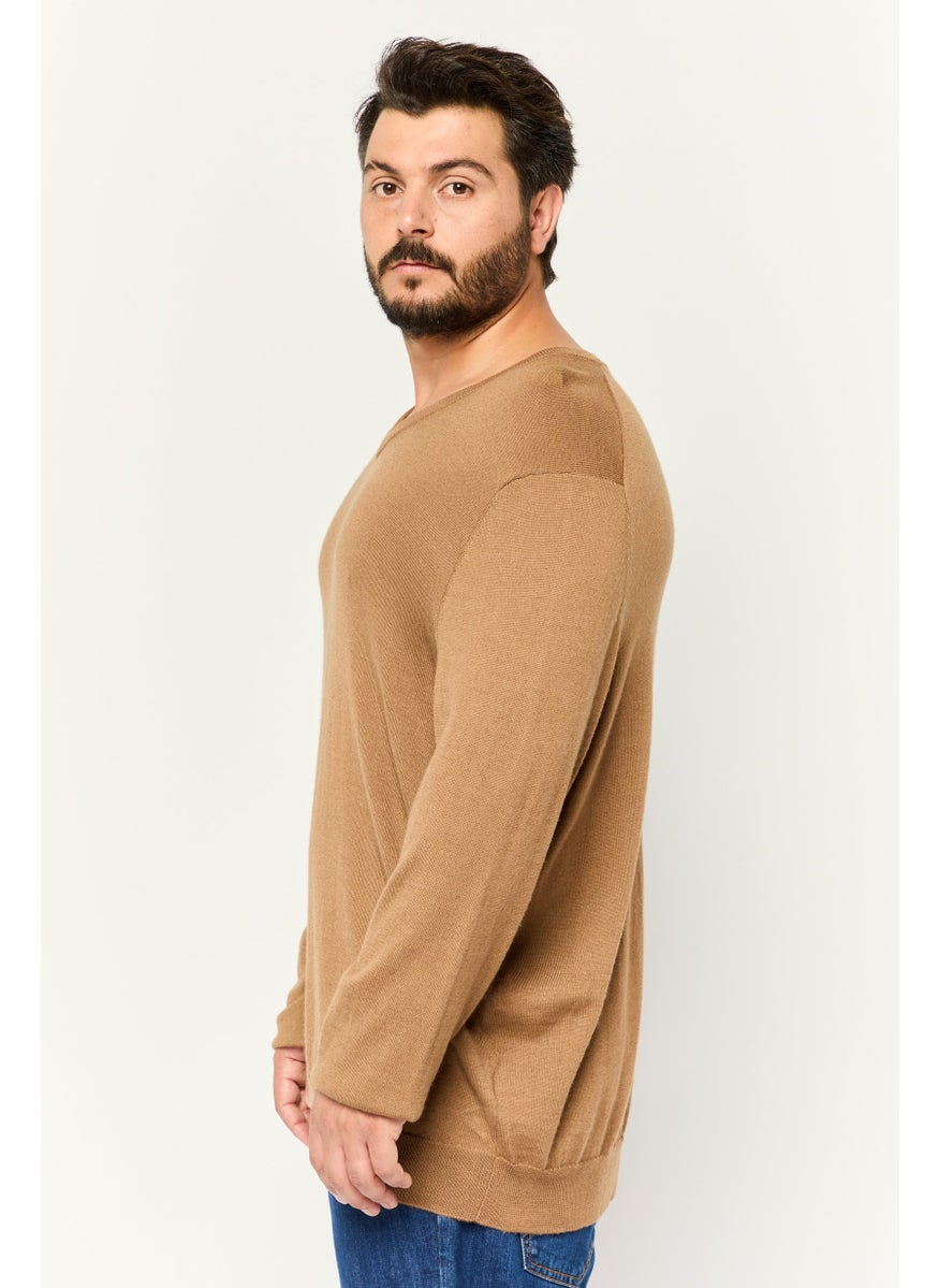 Club Room - Men V-Neck Textured Long Sleeves Sweater, Brown - Image 1