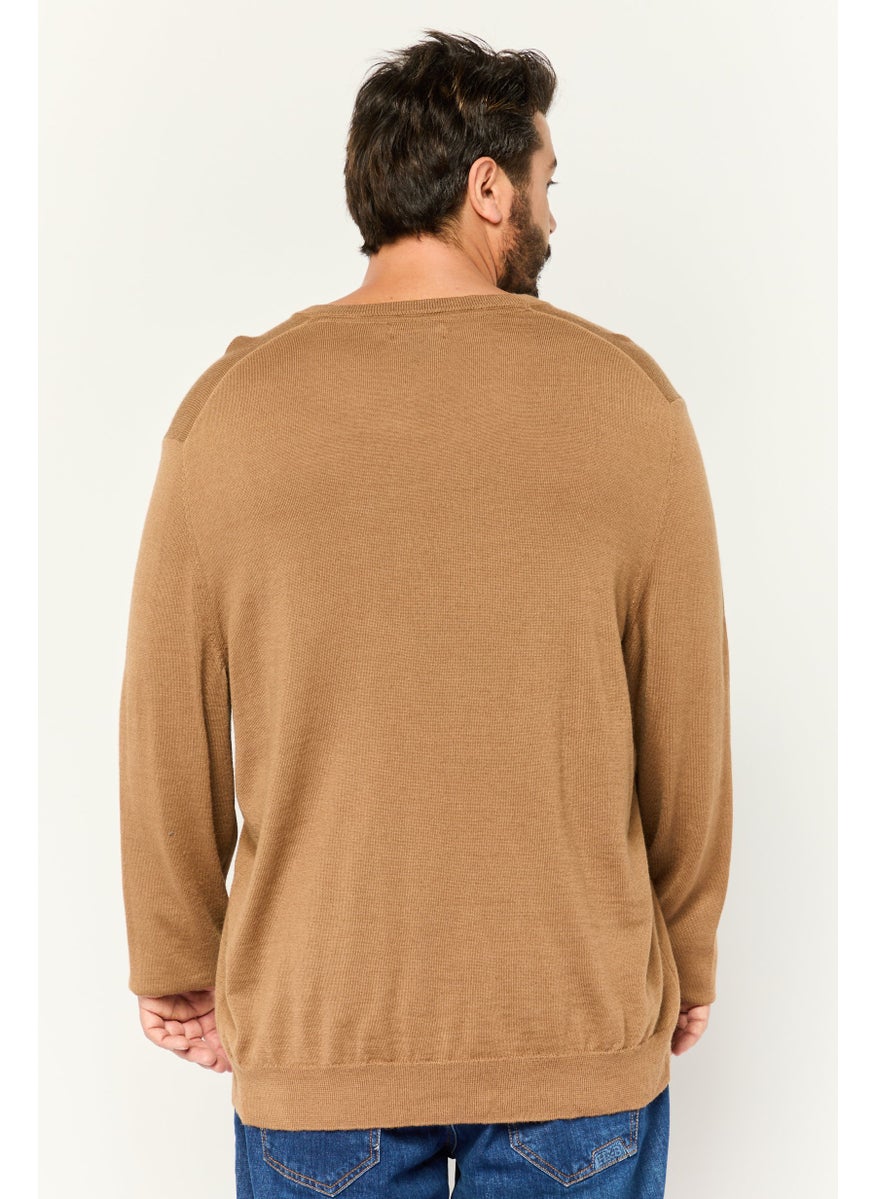 Club Room - Men V-Neck Textured Long Sleeves Sweater, Brown - Image 1