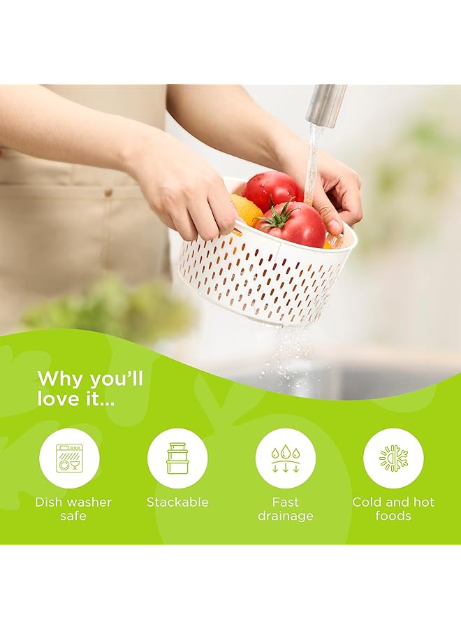 كاست ويف حاويات تخزين الفاكهة للثلاجة مع مصافي قابلة للإزالة، مع مصافي قابلة للإزالة، صناديق تنظيم الثلاجة مانعة للتسرب، حاويات منتجات خالية من مادة BPA تحافظ على نضارة الفاكهة والخضراوات والتوت واللحوم (4 قطع) - Image 3