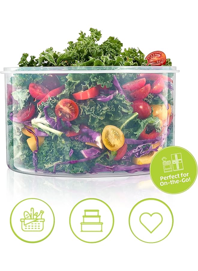 كاست ويف حاويات تخزين الفاكهة للثلاجة مع مصافي قابلة للإزالة، مع مصافي قابلة للإزالة، صناديق تنظيم الثلاجة مانعة للتسرب، حاويات منتجات خالية من مادة BPA تحافظ على نضارة الفاكهة والخضراوات والتوت واللحوم (4 قطع) - Image 4