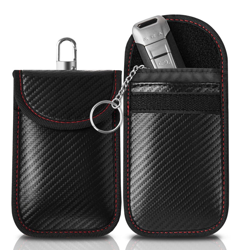 Meliya Faraday Pouch Bag for Car Keys RFID Signal Blocking Holder Faraday Key Fob Protector AntiTheft Key Fob Case Red - Image 3