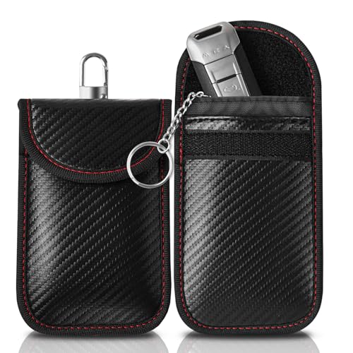 Meliya Faraday Pouch Bag for Car Keys RFID Signal Blocking Holder Faraday Key Fob Protector AntiTheft Key Fob Case Red - Image 1