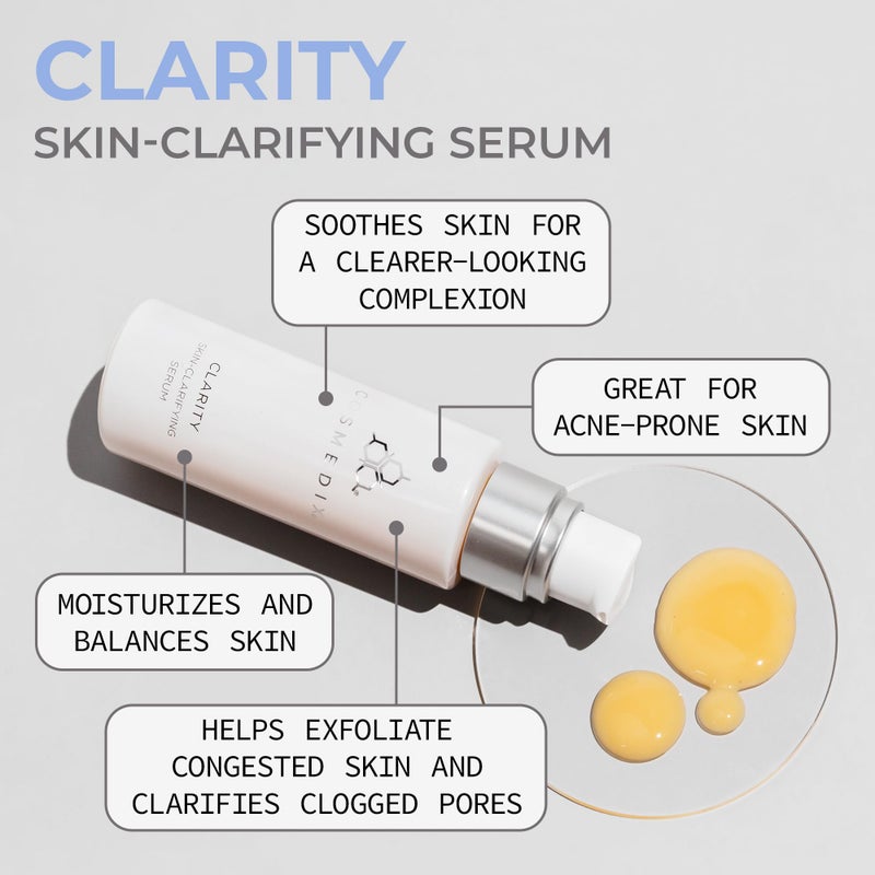 COSMEDIX Clarity Skin-Clarifying Serum - Moisturizing Facial Serum for Smoother, Clearer-Looking Skin & Natural Glow - Moisture-Rich Skin Care for Fine Lines & Uneven Skin Tone - Image 2