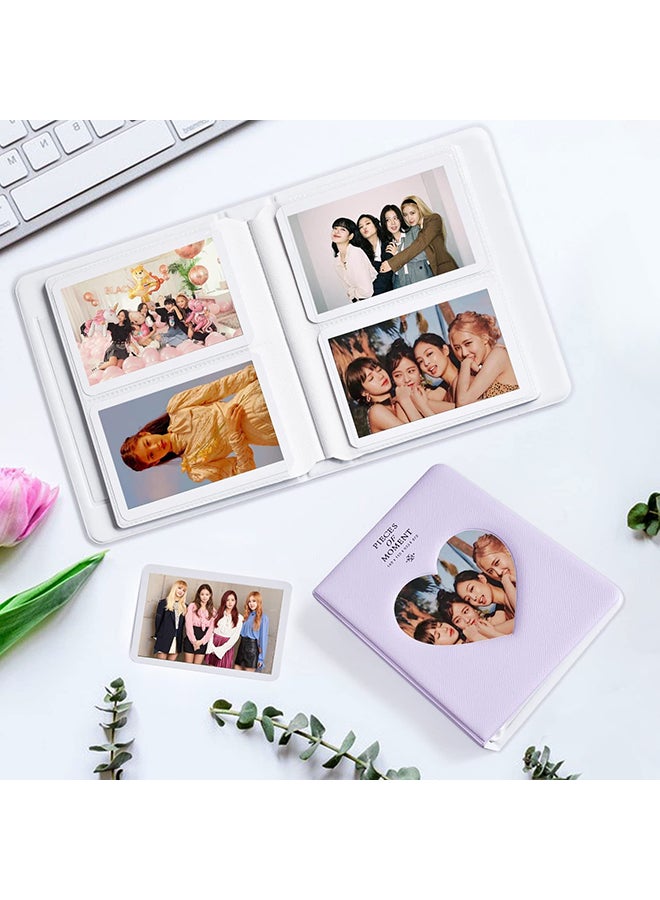 O Ozone ألبوم صور بتصميم قلب مجوف 64 جيب لكاميرات فوجي فيلم إنستكس ميني 11 90 70 50S 26 25 9 8 8+ 7S، أفلام بولارويد سناب- بنفسجي - Image 2