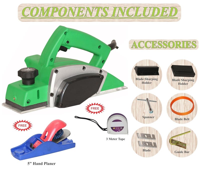 Digital Craft Digital Craft Wood Planer 1400W Machine of Carpentry HighPower MultiFunction Electric Planer Professional Woodworking Machine 82mm Electric Planer Machine5Inch Hand PlanerTape 3Mtr  - Image 2