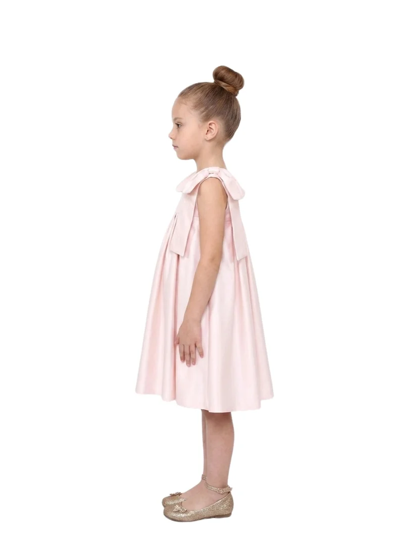 بيداني Soft Pink Satin A-Line Party Dress with Ruffle