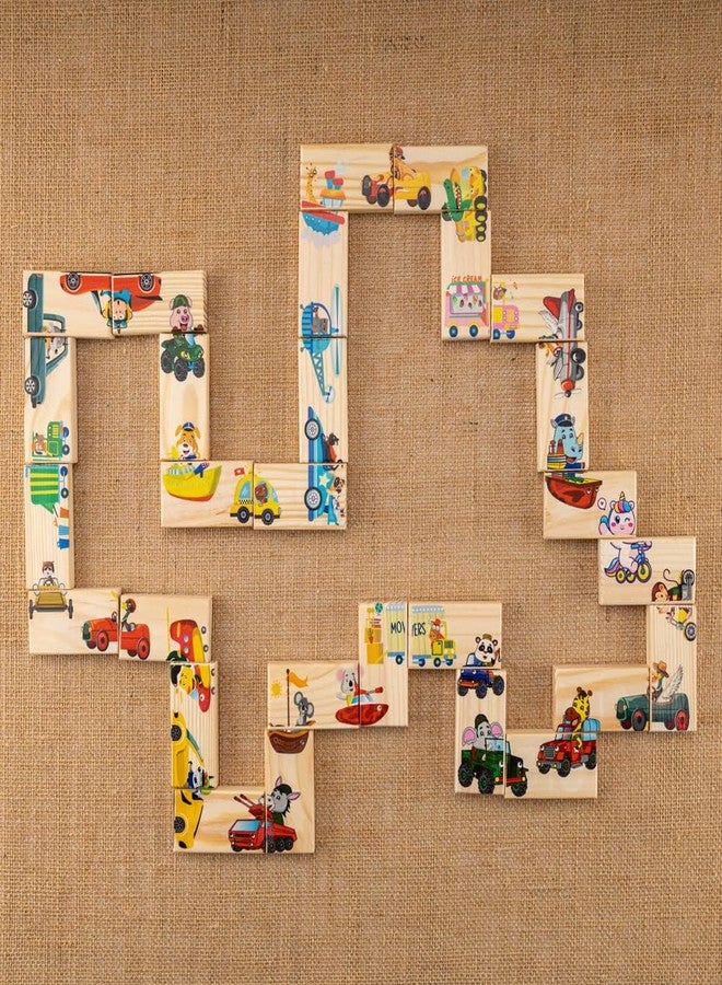 Jim N Jam. Wooden Domino Jigsaw. Made of Pine Wood 28 Tile Blocks for 3+ Years. Offers Pattern Matching, Stacking, and Other Open-Ended Play Opportunities to a Child. - Image 4