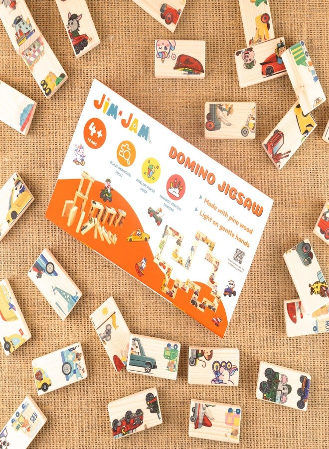 Jim N Jam. Wooden Domino Jigsaw. Made of Pine Wood 28 Tile Blocks for 3+ Years. Offers Pattern Matching, Stacking, and Other Open-Ended Play Opportunities to a Child. - Image 5
