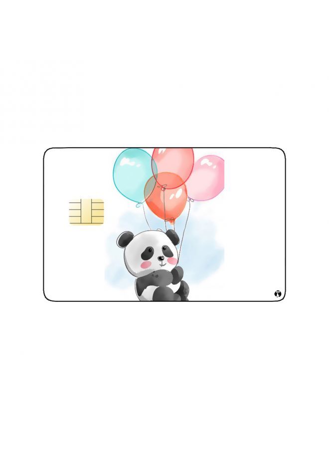 RKN PRINTED BANK CARD STICKER Cute Panda Drawing With Balloons - Image 1