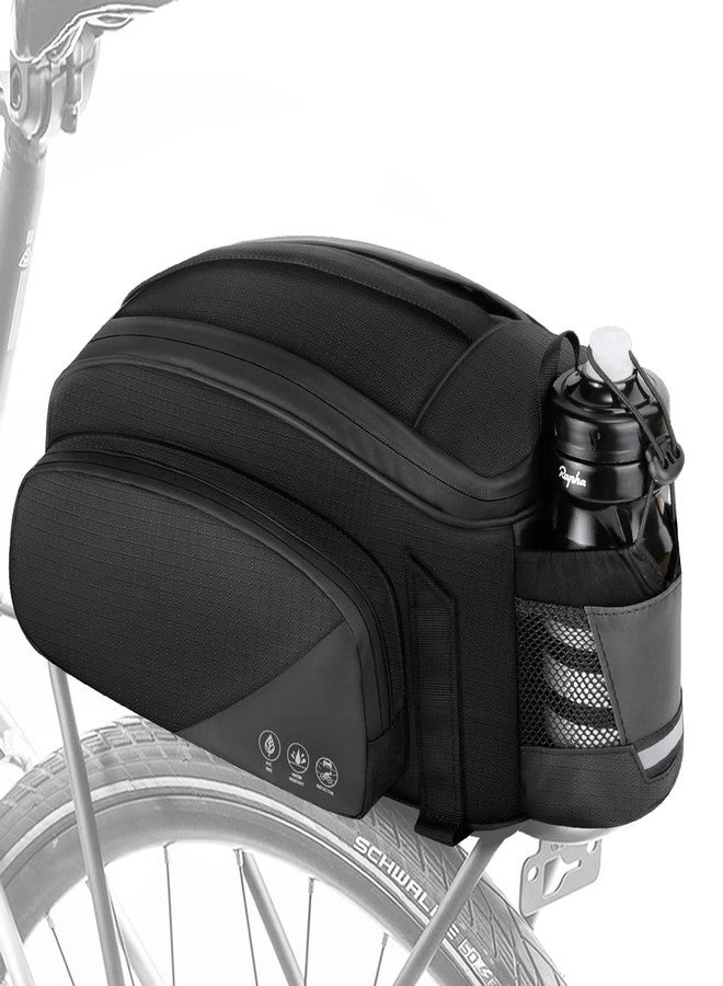 WOTOW Rear Bike Rack Bag, 12L Waterproof Reflective Bike Ebike Saddle Trunk Bag, Bicycle Panniers Rear Basket Storage Bag with Water Bottle Holder Shoulder Strap for MTB E Bike Commuter Travel - Image 1