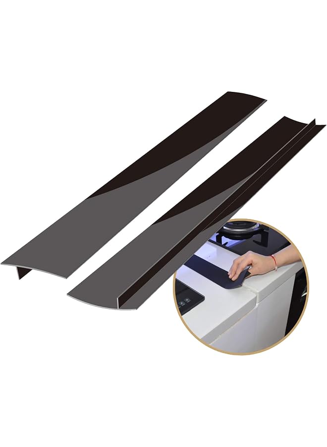 S-TOP Silicone Kitchen Stove Counter Gap Covers, Anti-Slip Non-Tacky Filler Seals Spills Between Counter, Stovetop, Oven, Washer, Set of 2 (21 Inches, Black) - Image 1