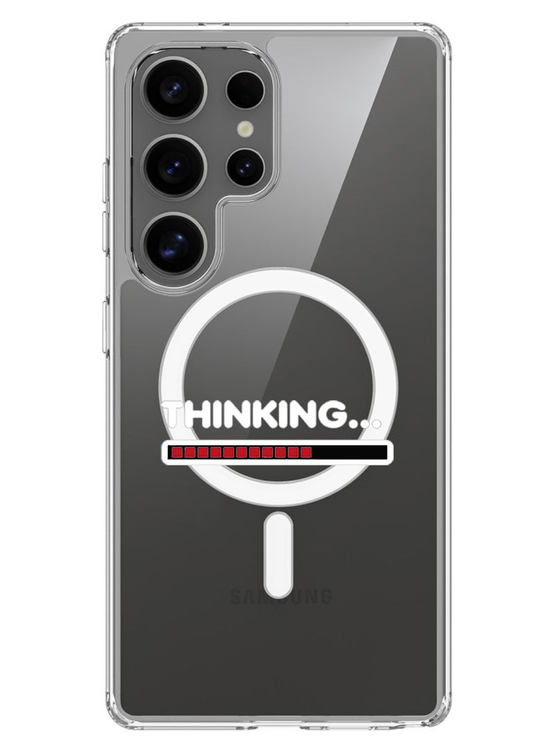 Theodor Magnetic Case for Samsung Galaxy S25 Ultra 6.9-inch Compatible with MagSafe Wireless Charging, Shockproof Phone Bumper Cover Thinking - White - Image 1