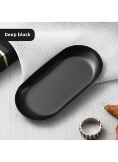 NIBEMINENT Chic Oval Stainless Steel Aromatherapy Vanity Tray Deep Black 