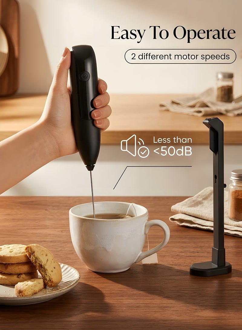 بيوينتي صانع رغوة حليب كهربائي محمول باليد، 1200mAh قابل لاعادة الشحن مع حامل، صانع رغوة كهربائي اوتوماتيكي للقهوة واللاتيه والكابتشينو والشوكولاتة الساخنة والبيض وغيرها - Image 4