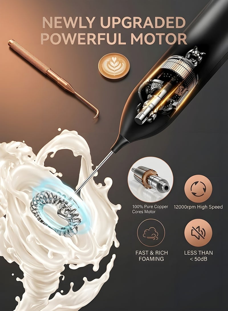 بيوينتي صانع رغوة حليب كهربائي محمول باليد، 1200mAh قابل لاعادة الشحن مع حامل، صانع رغوة كهربائي اوتوماتيكي للقهوة واللاتيه والكابتشينو والشوكولاتة الساخنة والبيض وغيرها - Image 5
