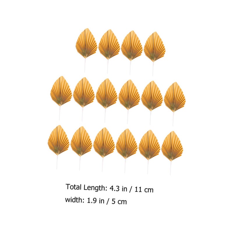16 Pcs Gold Leaf Folding Fan Cake Toppers For Birthday Wedding Anniversary Party Decoration - Image 3