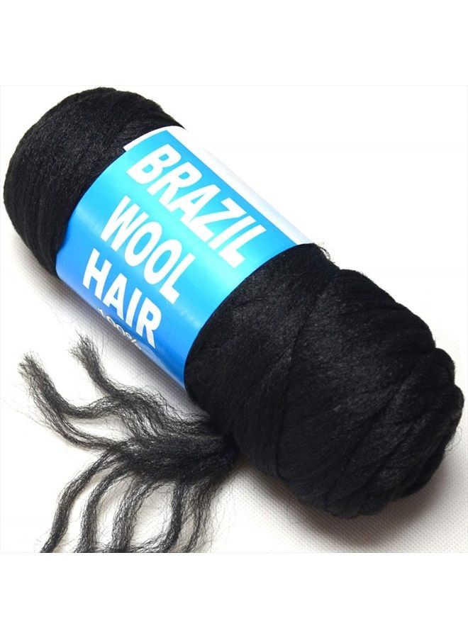 BLUPLE Brazilian Wool Hair 1 Roll Black Acrylic Yarn for African Hair Braiding Sengalese Twisting Jumbo Braids/Crochet Faux Locs/Wraps/Dreadlocks - Image 1