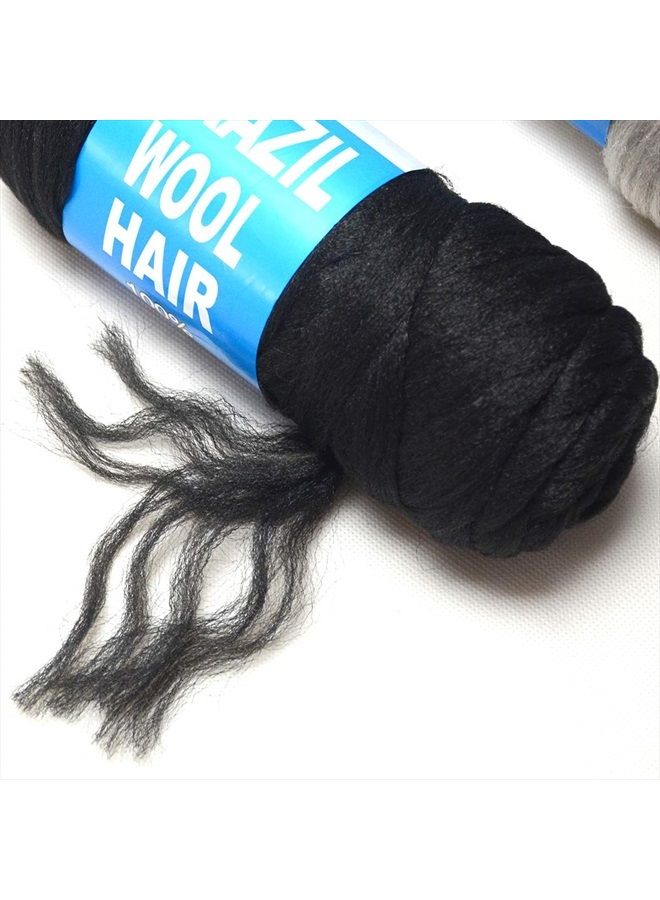 BLUPLE Brazilian Wool Hair 1 Roll Black Acrylic Yarn for African Hair Braiding Sengalese Twisting Jumbo Braids/Crochet Faux Locs/Wraps/Dreadlocks - Image 3