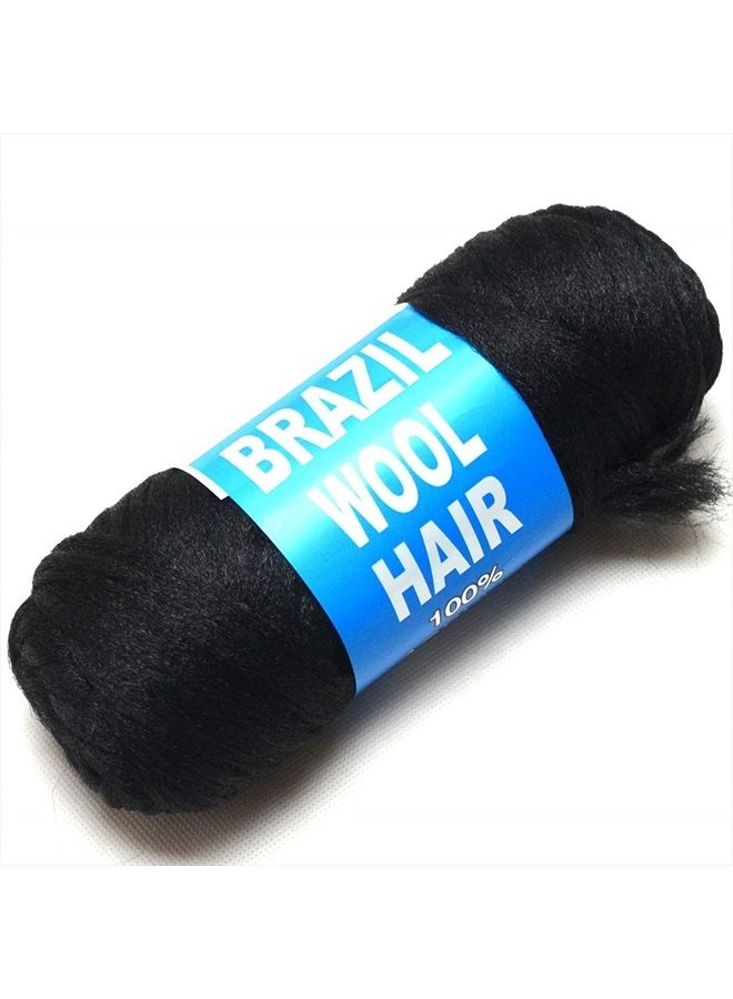BLUPLE Brazilian Wool Hair 1 Roll Black Acrylic Yarn for African Hair Braiding Sengalese Twisting Jumbo Braids/Crochet Faux Locs/Wraps/Dreadlocks - Image 2