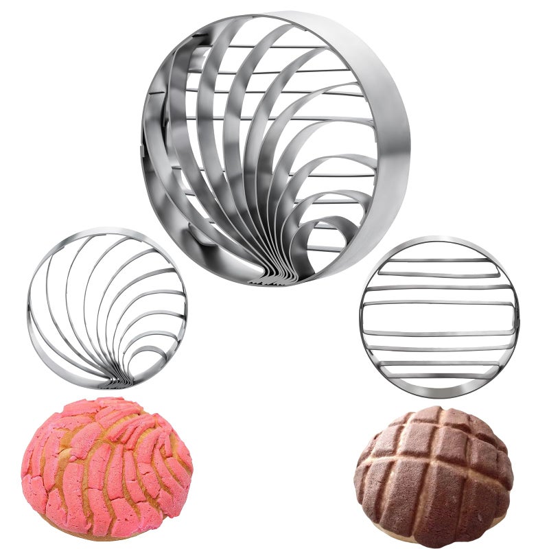 ESNOY Concha Cutter Mexican Bread Mold Made Of Stainless Steel 4.1 Inch Concha Stamp Two Sided Mold For Pan Dulce Mexicano Cortadora De Pan, Bread Shape Cutter - Image 1
