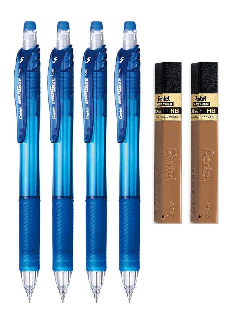 Pentel 4-Piece Mechanical Pencil 0.5mm Tip With Two Pack of Leads - Image 1